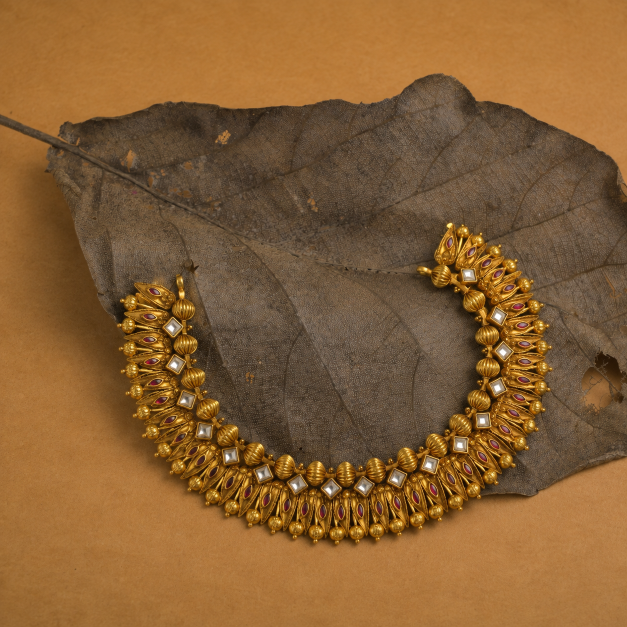 antique gold traditional pachhedi choker necklace