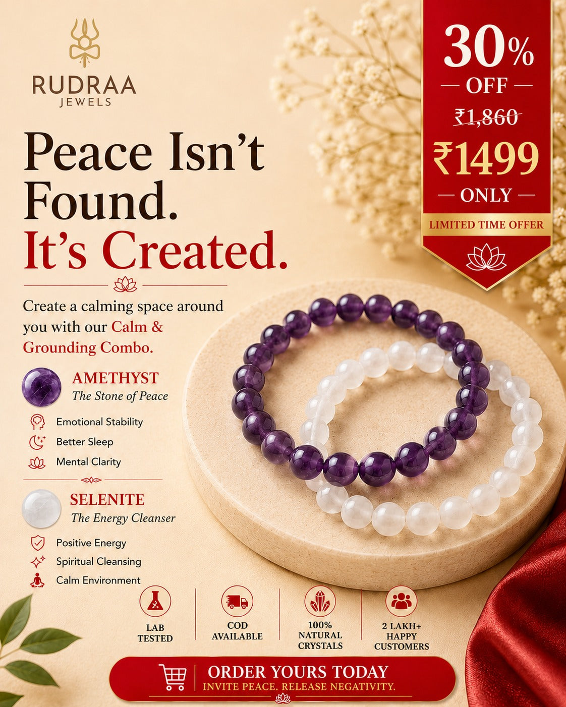 amethyst bracccelet & selenite bracelet