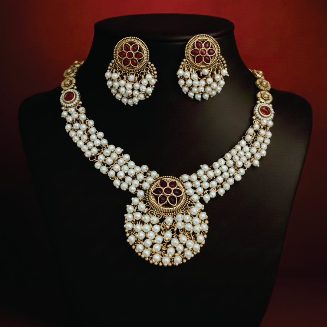 rupabhya moti short necklace