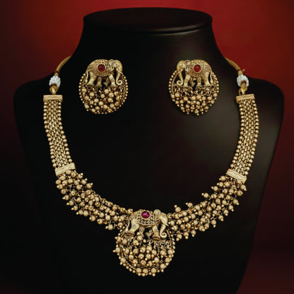 Gajamukhi Antique Short Necklace
