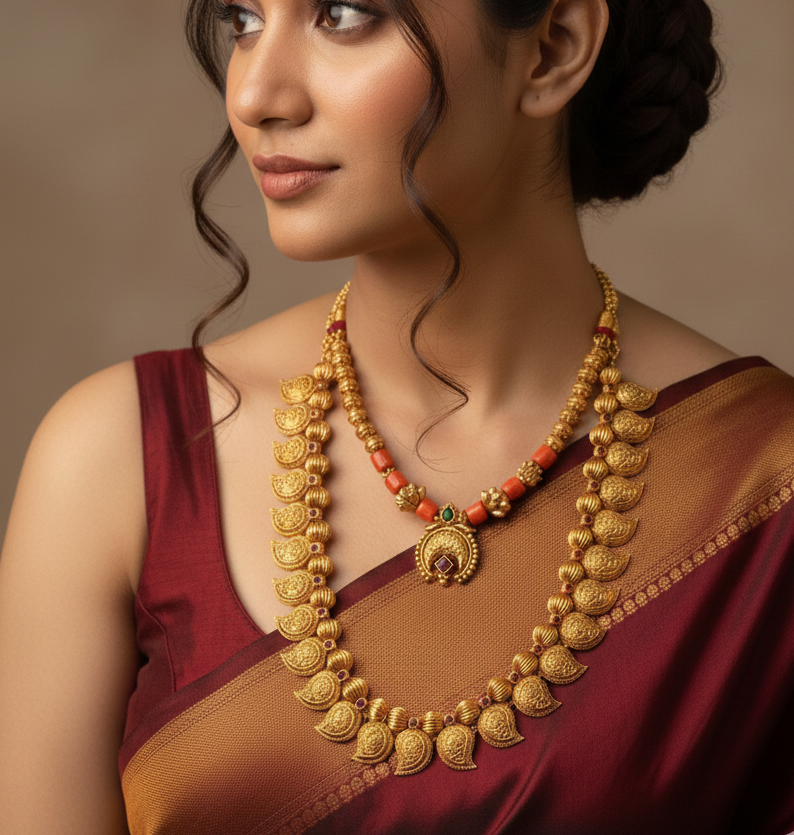 maharshi antique necklace set