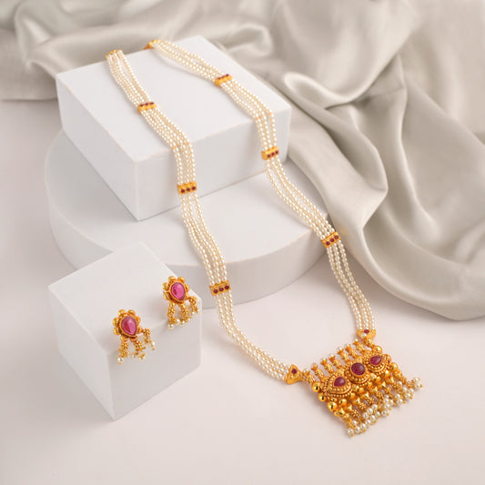 Chandrika Ruchi Antique Pearl Long Necklace