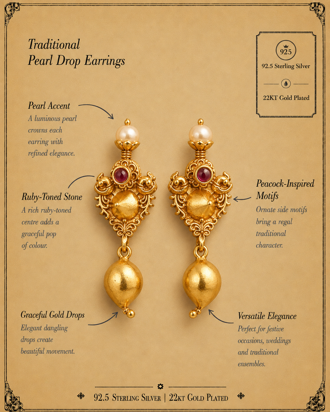 moti bindu silver earrings
