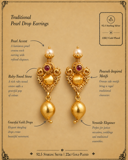 Moti Bindu Silver Earrings
