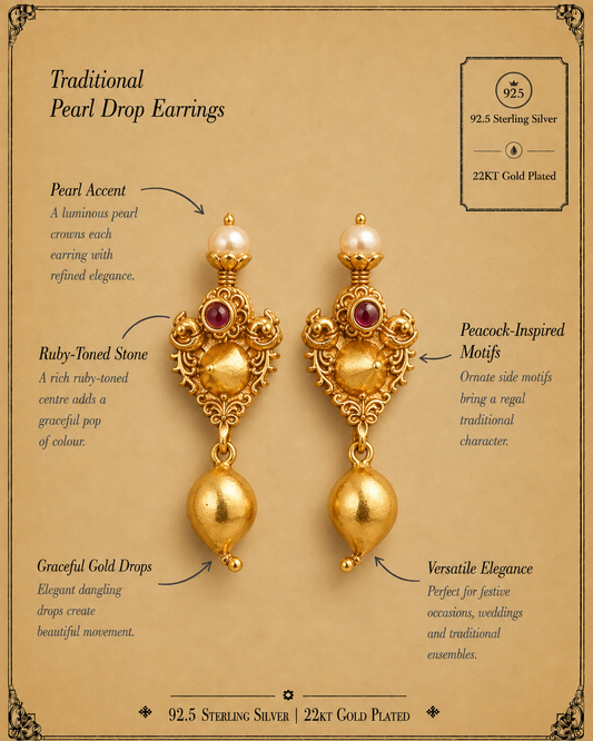 Moti Bindu Silver Earrings