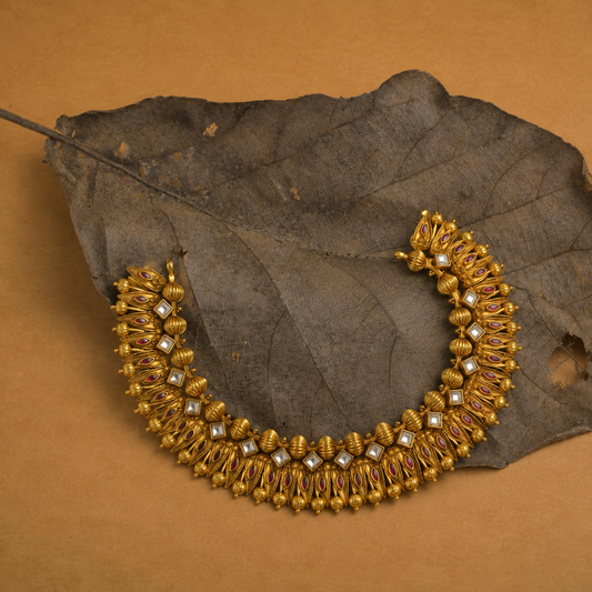 Antique Gold Traditional Pachhedi Choker Necklace