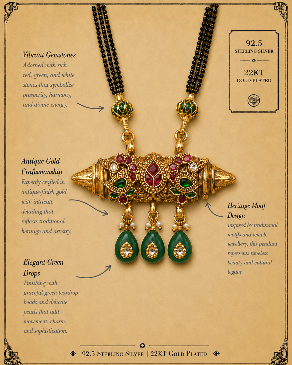 green stone pearl cluster necklace