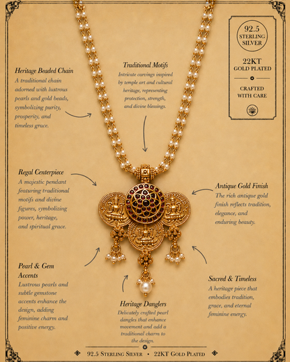 Coin Floral Red Stone Necklace