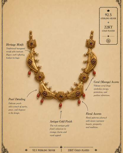 Coral Pearl Bird Pendant Necklace