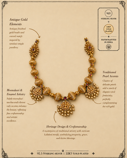 Meenakari Crescent Temple Necklace
