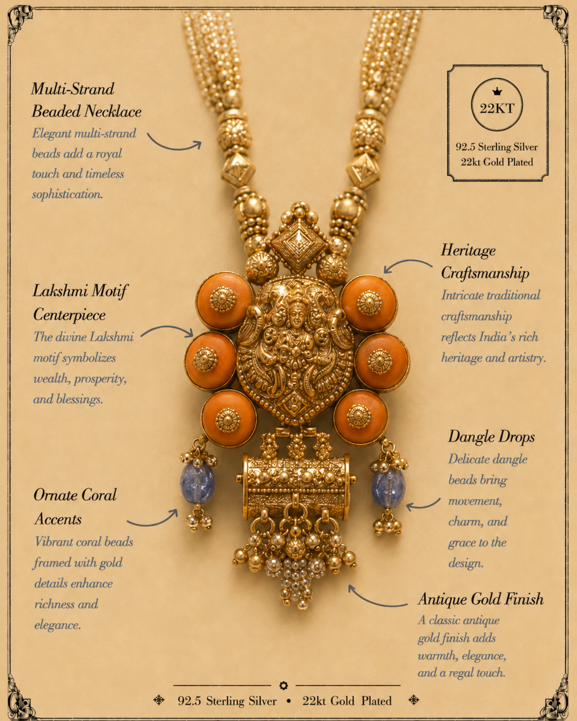 garud maal silver necklace set (with earrings)