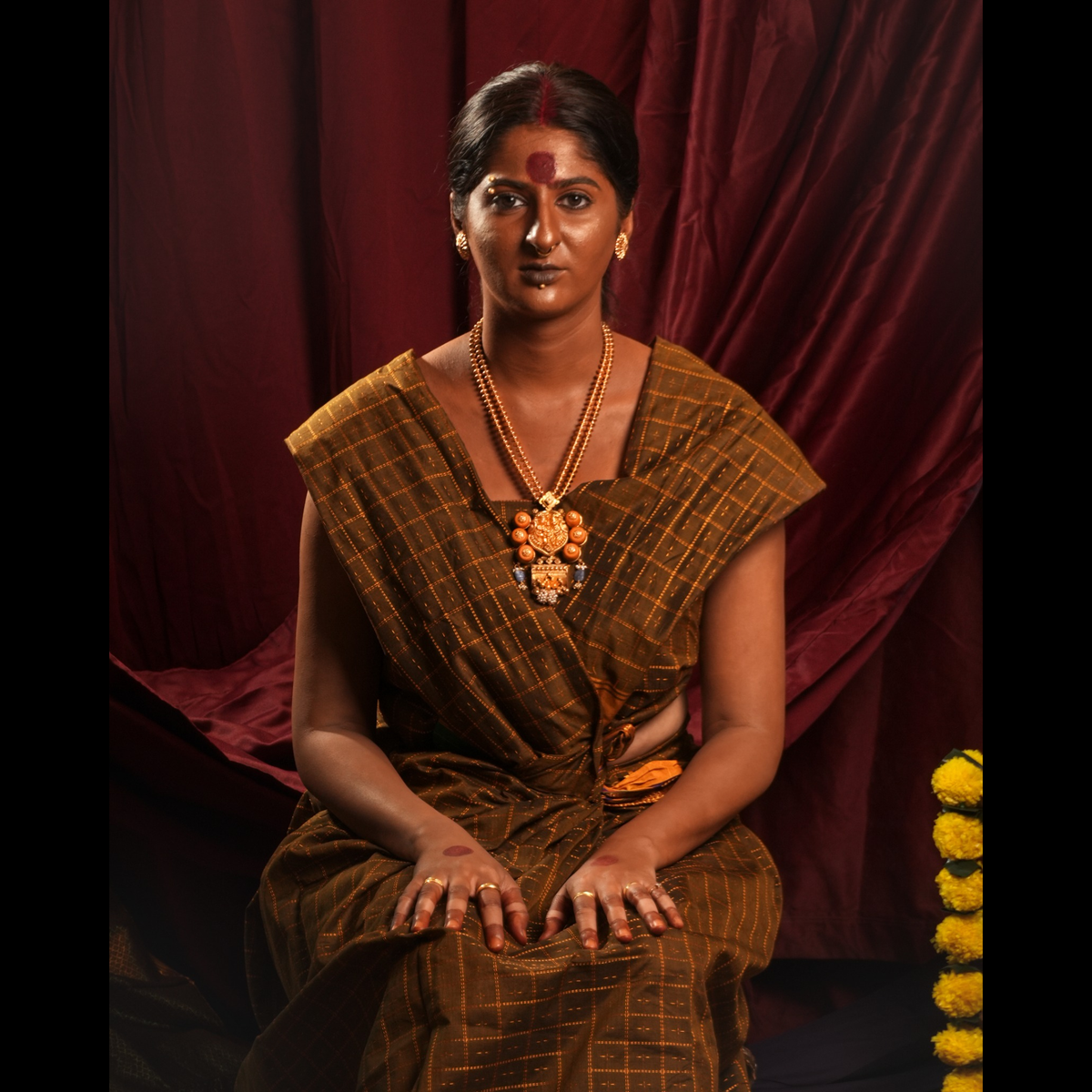 garud maal silver necklace set (with earrings)