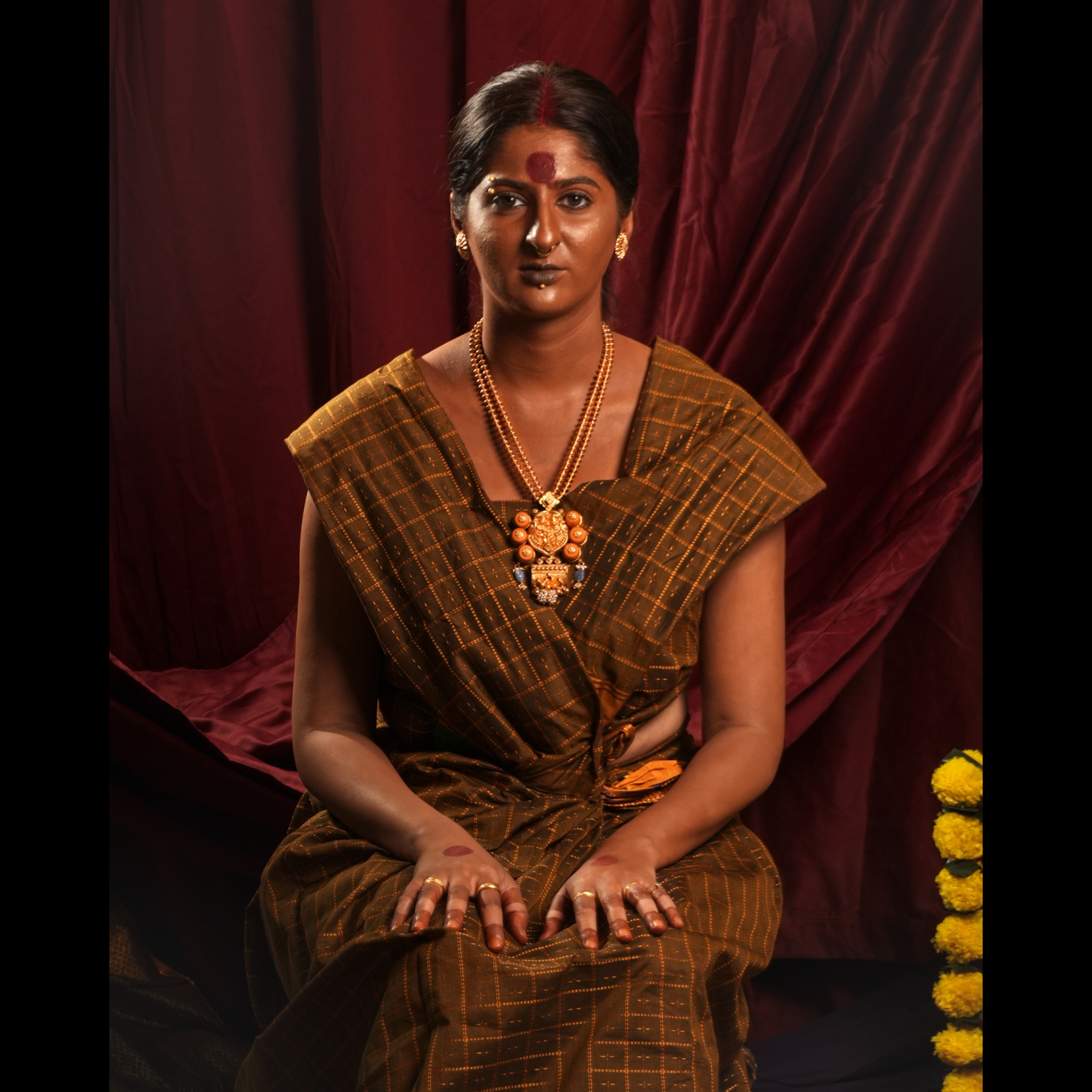 garud maal silver necklace set (with earrings)