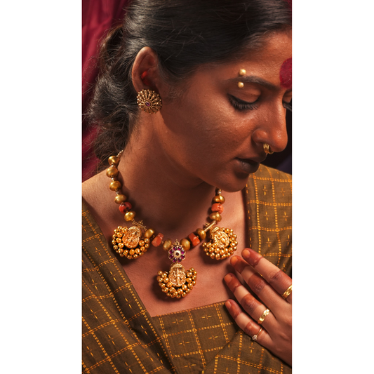 Trishakti Lakshami Coral Necklace