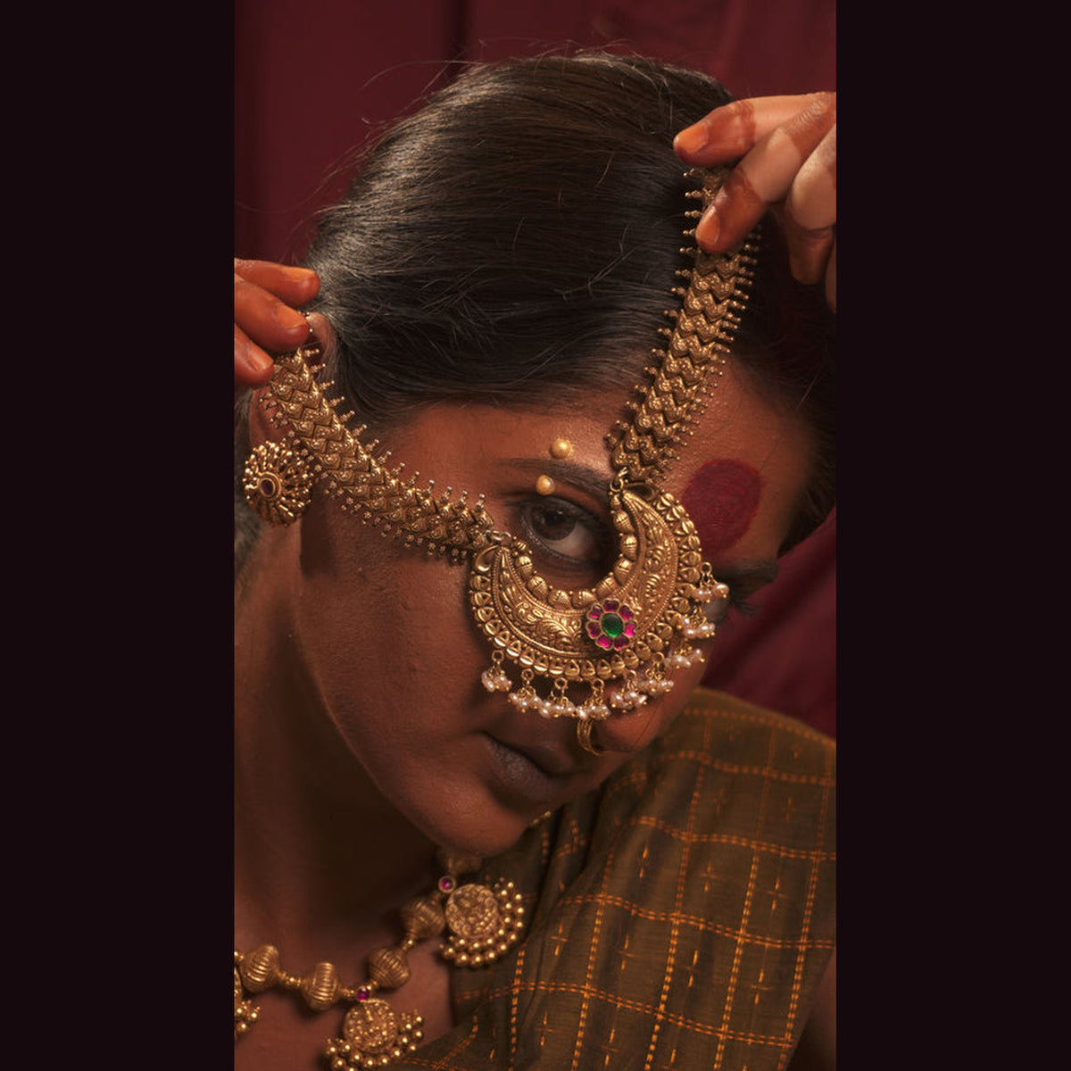lakshmi coin bead necklace