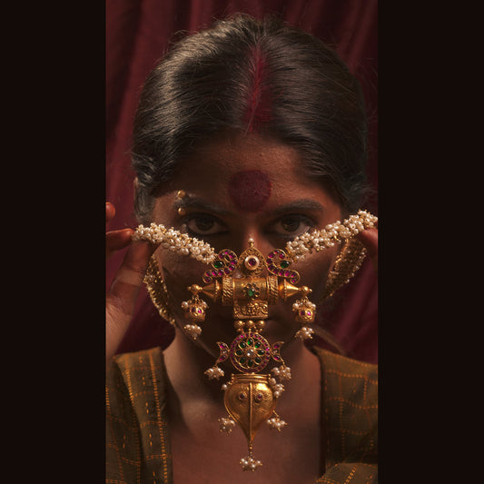 Chakra Jhumka Pearl Necklace