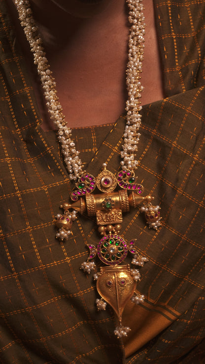 Chakra Jhumka Pearl Necklace