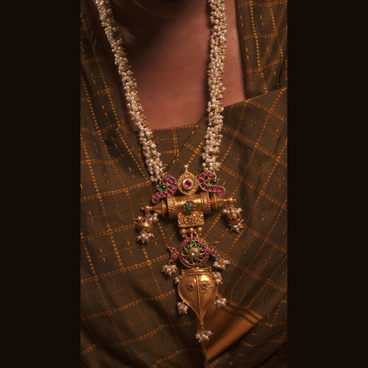 Chakra Jhumka Pearl Necklace