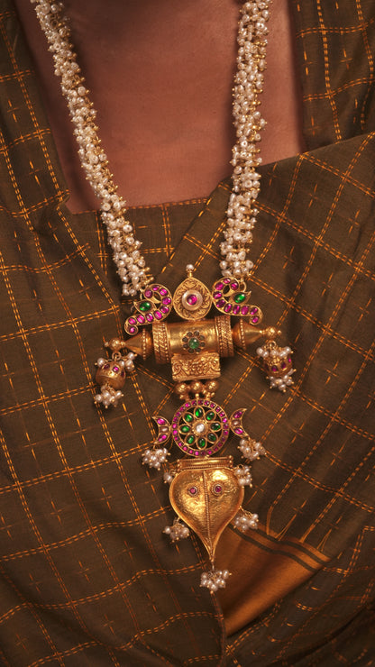 Chakra Jhumka Pearl Necklace