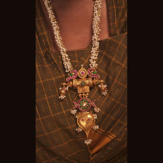 Chakra Jhumka Pearl Necklace