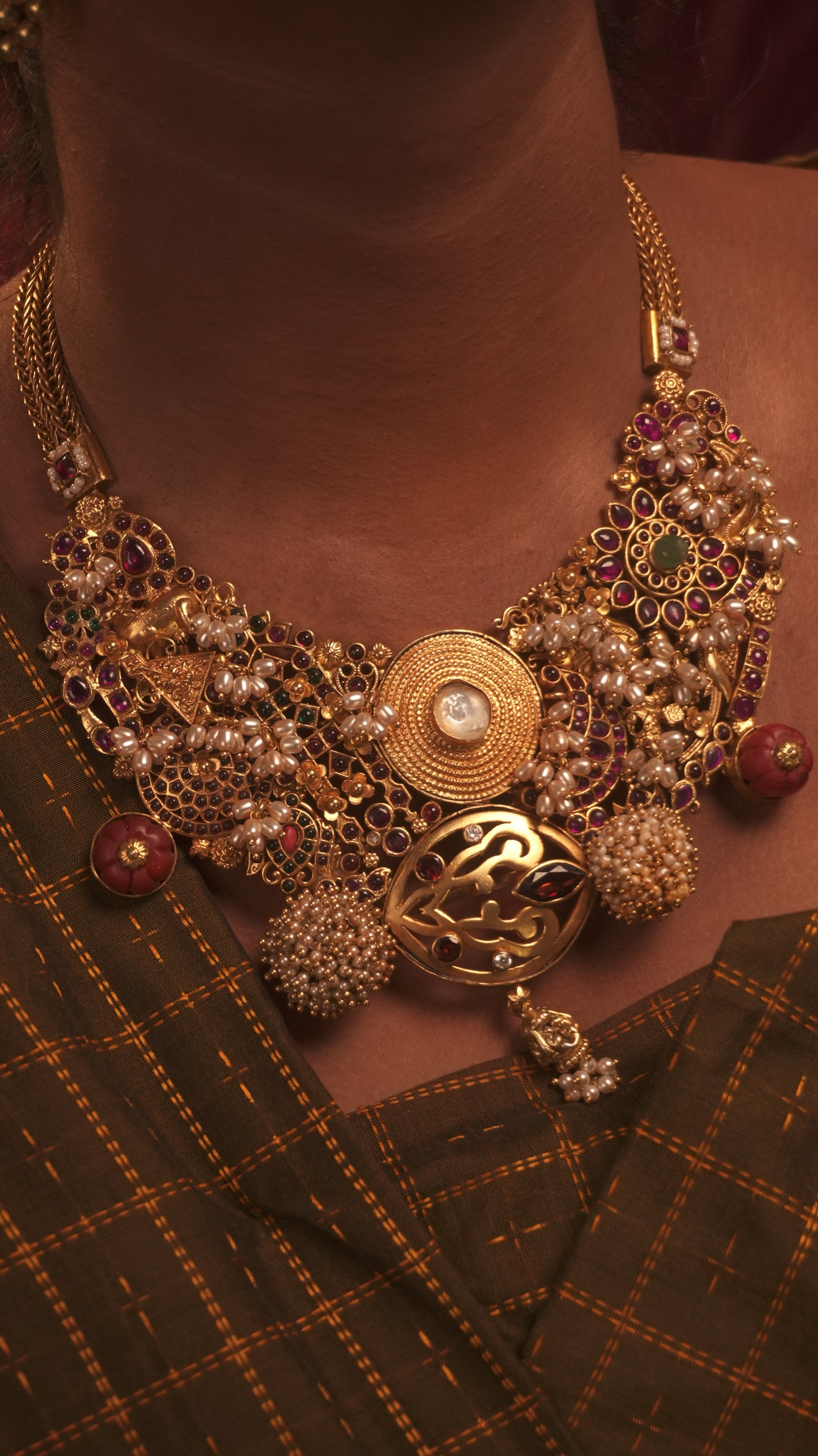 rajwadi silver choker