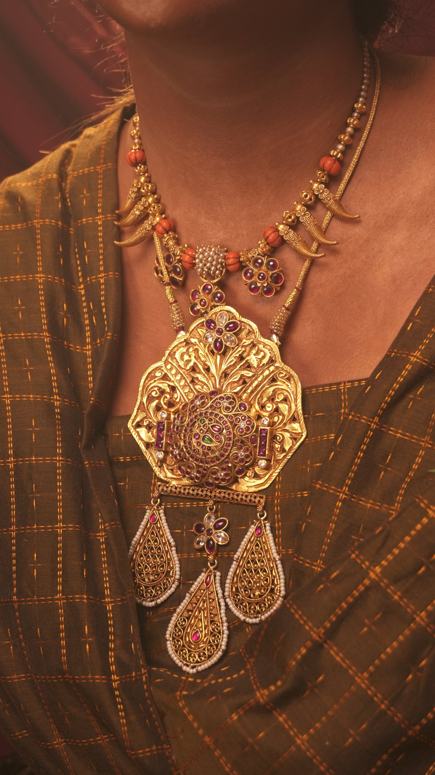 peacock medallion heritage necklace