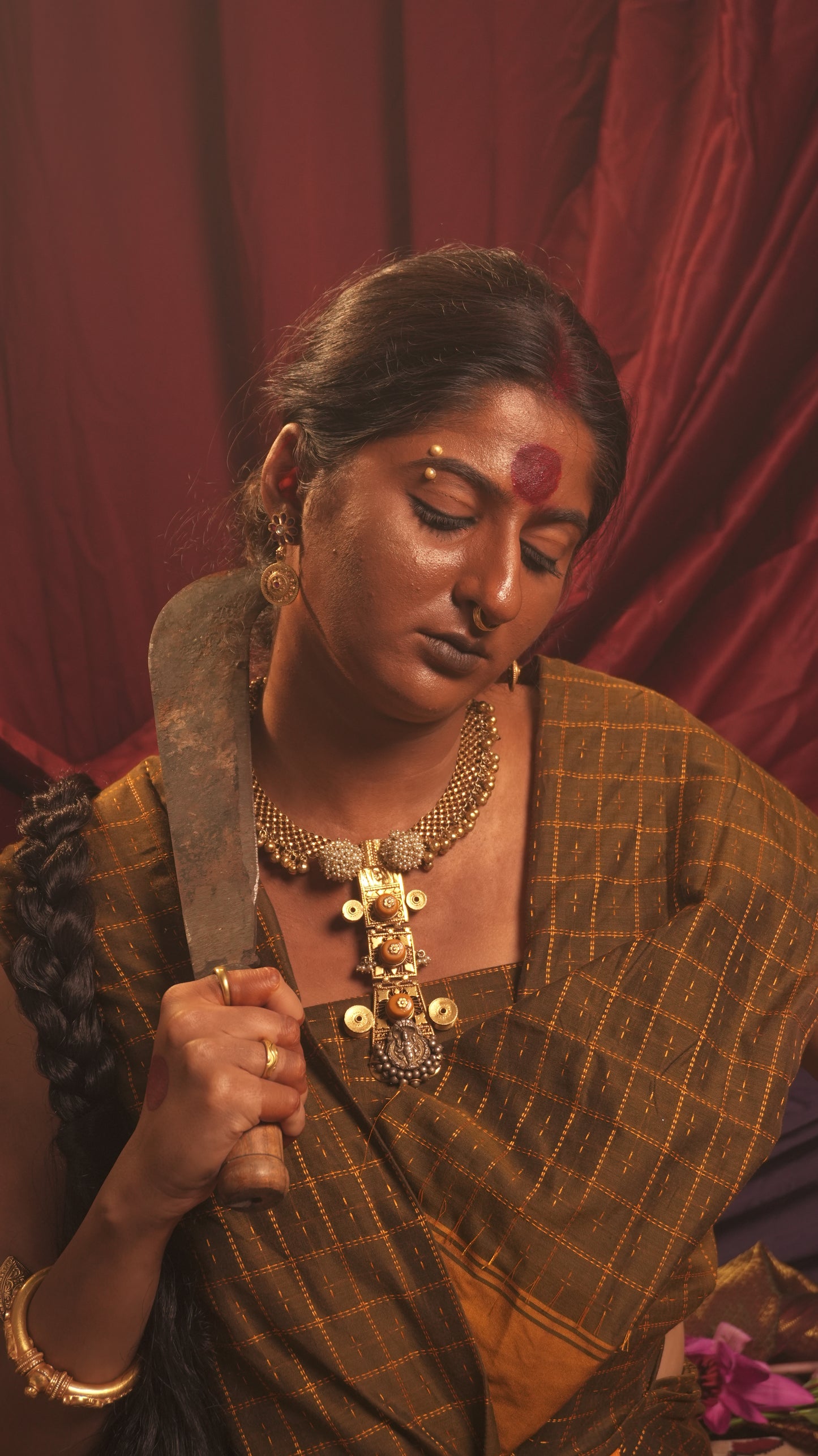 moonga lakshmi silver necklace