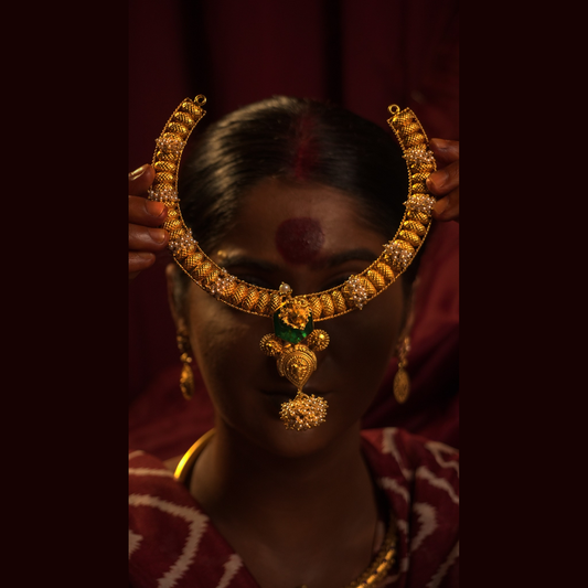 Elephant Green Stone Beaded Collar