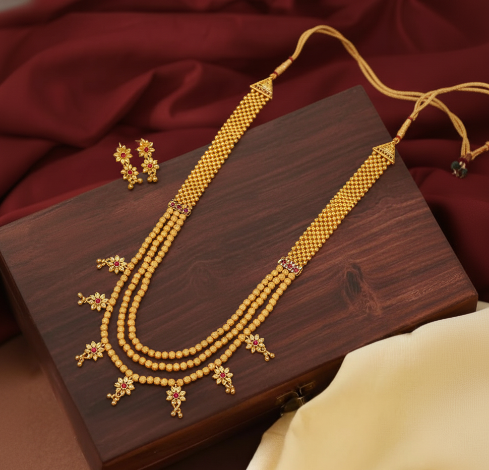 rajratanika long kolhapuri thushi necklace