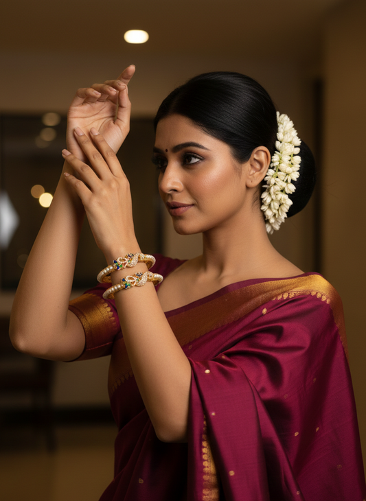 Blue Peacock Moti Bangles