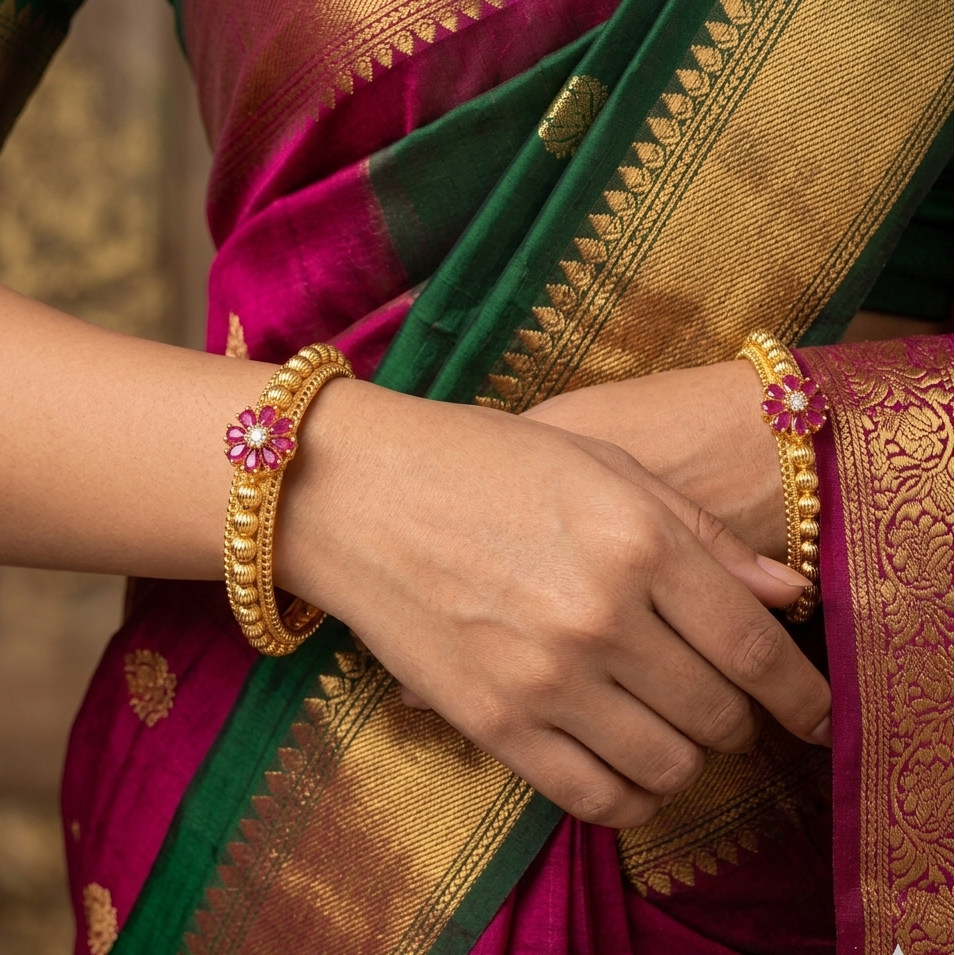 swati golden flower bangles