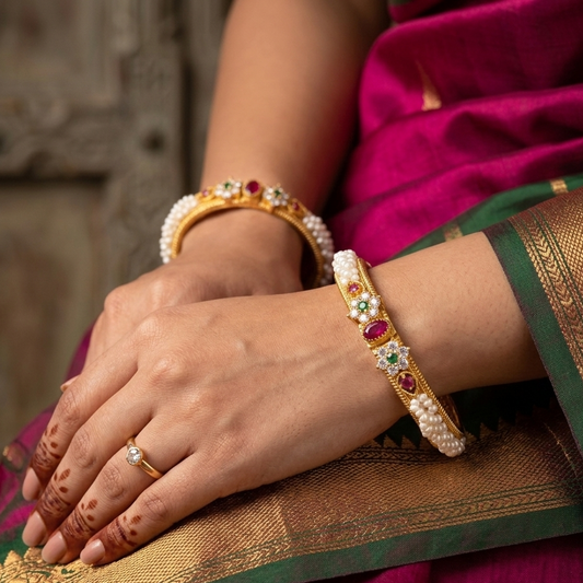 Swati Ovel Twist Moti Bangles