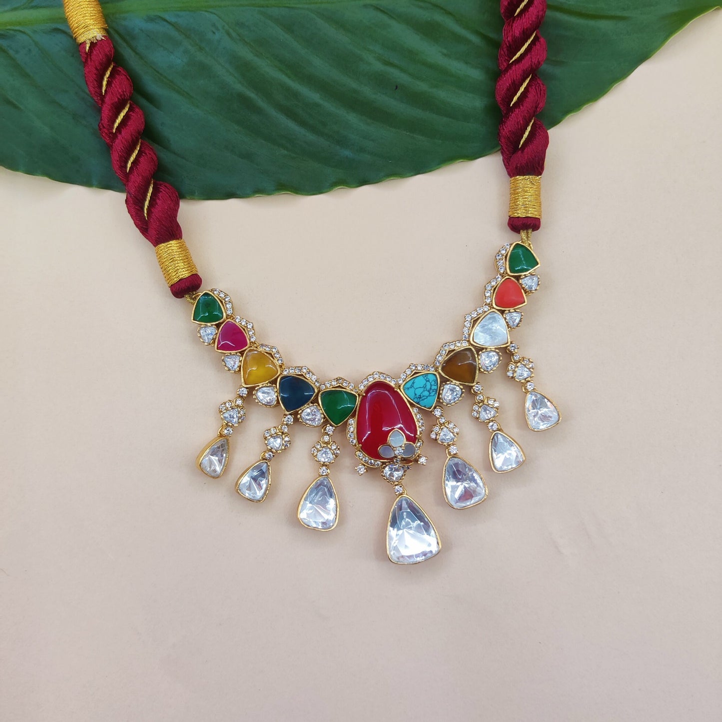 navratna kundan necklace