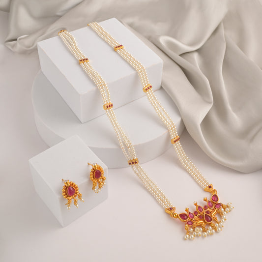 Kshiti Ranjani Antique Pearl Long Necklace