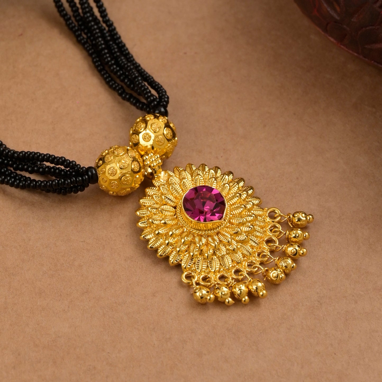 pradipta ruby stone short mangalsutra