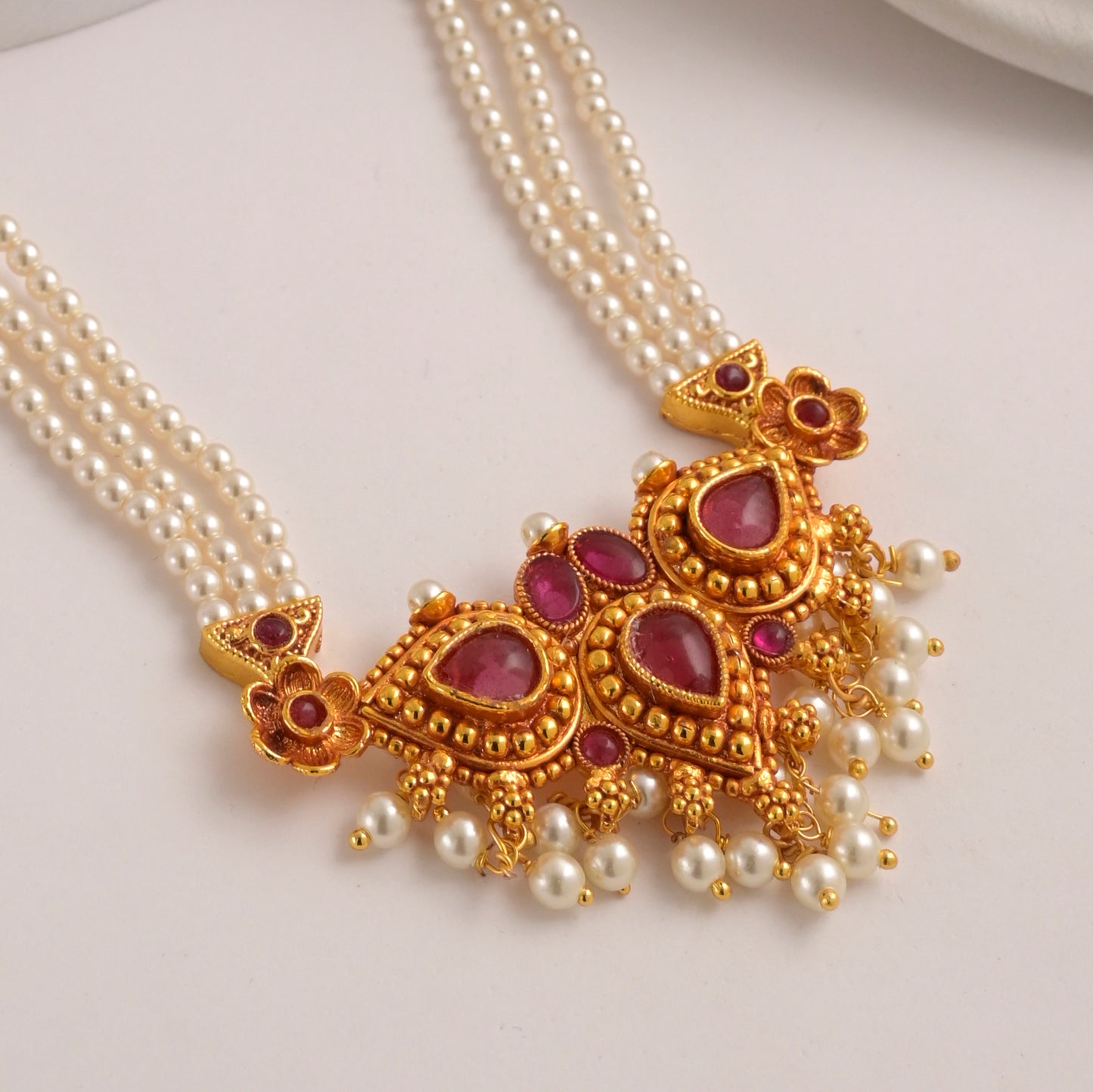 rajvalli antique pearl long necklace