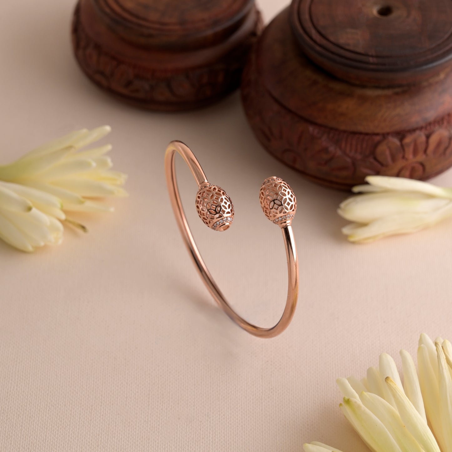 sphere head rose gold american diamond bracelet