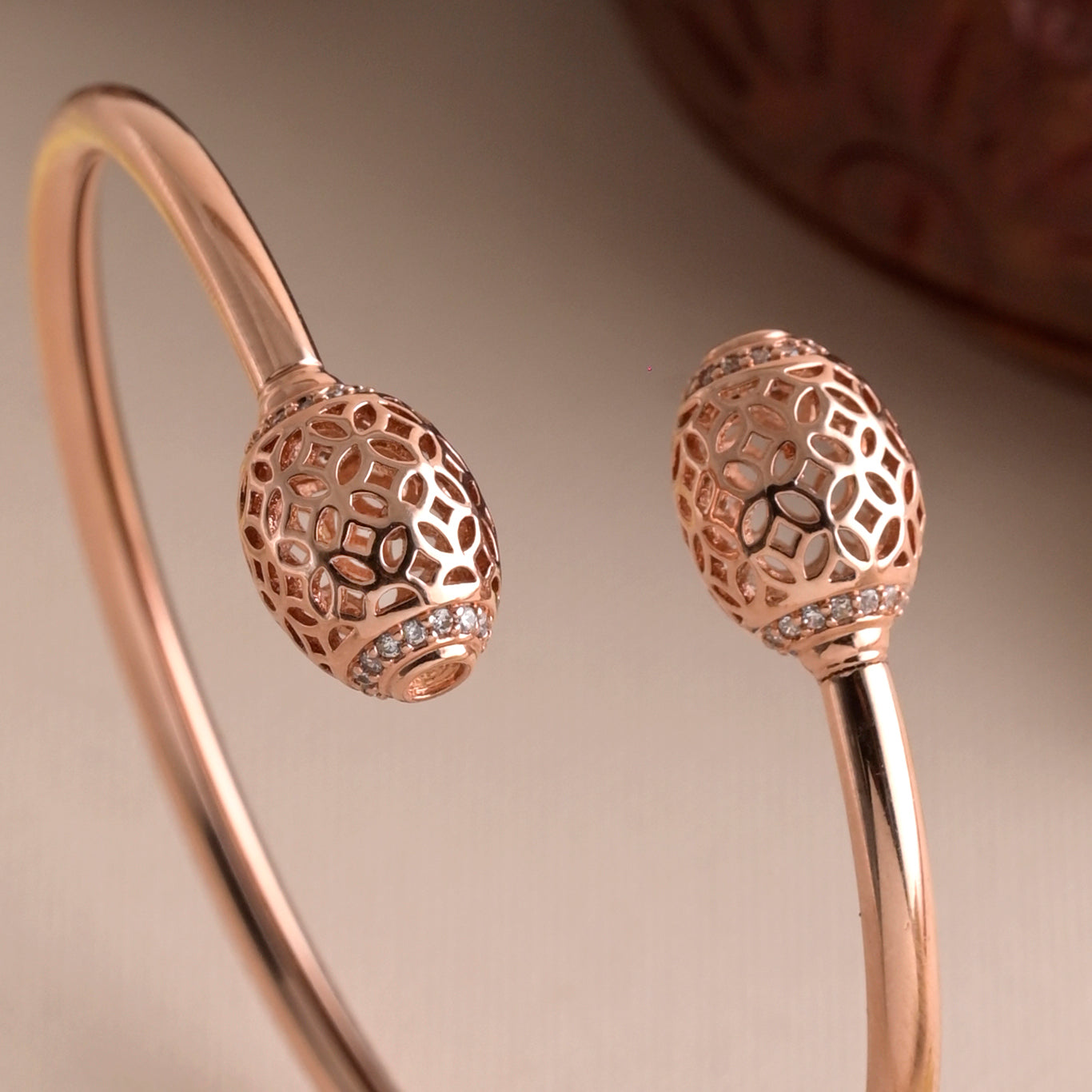 sphere head rose gold american diamond bracelet