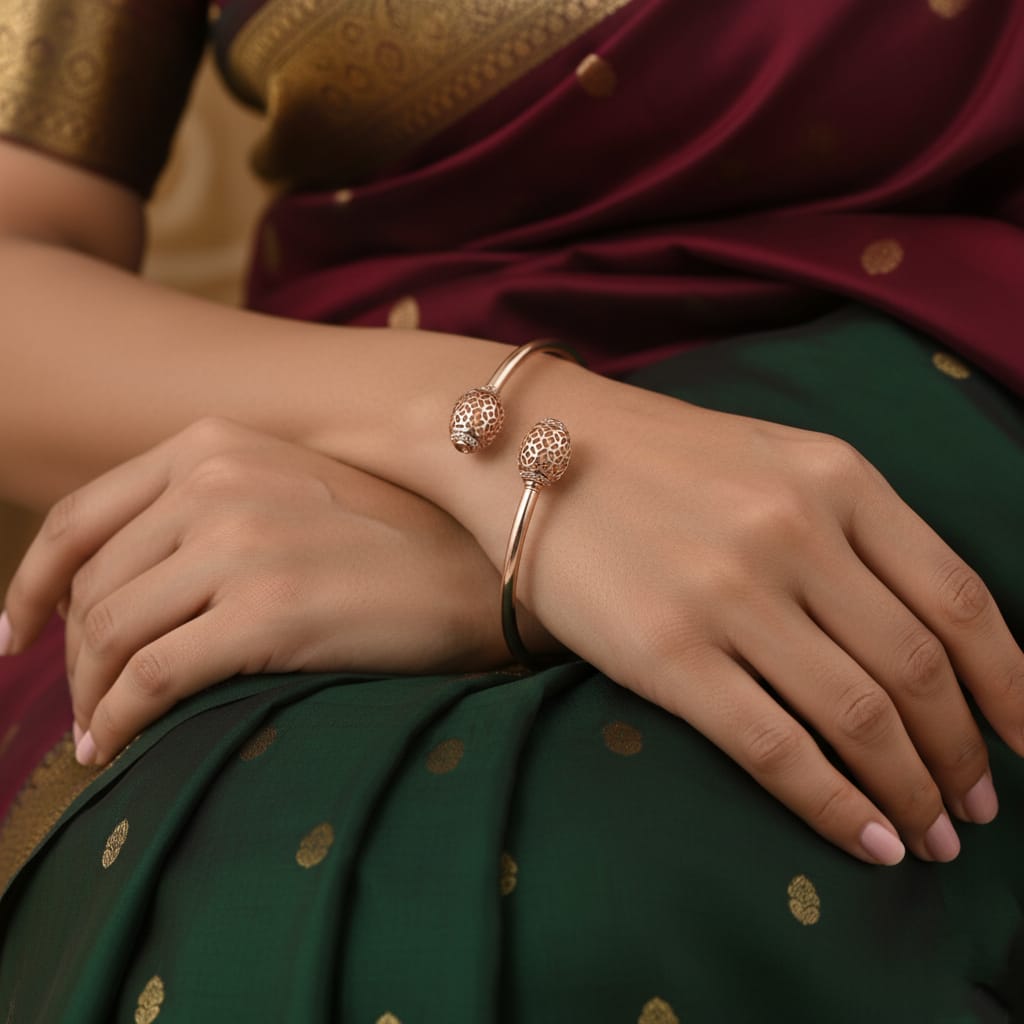 sphere head rose gold american diamond bracelet