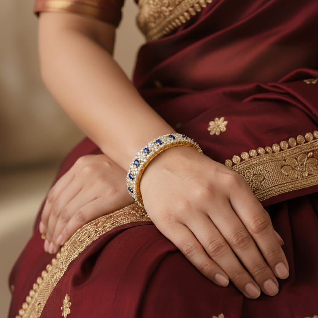 white blue stone american diamond bracelet