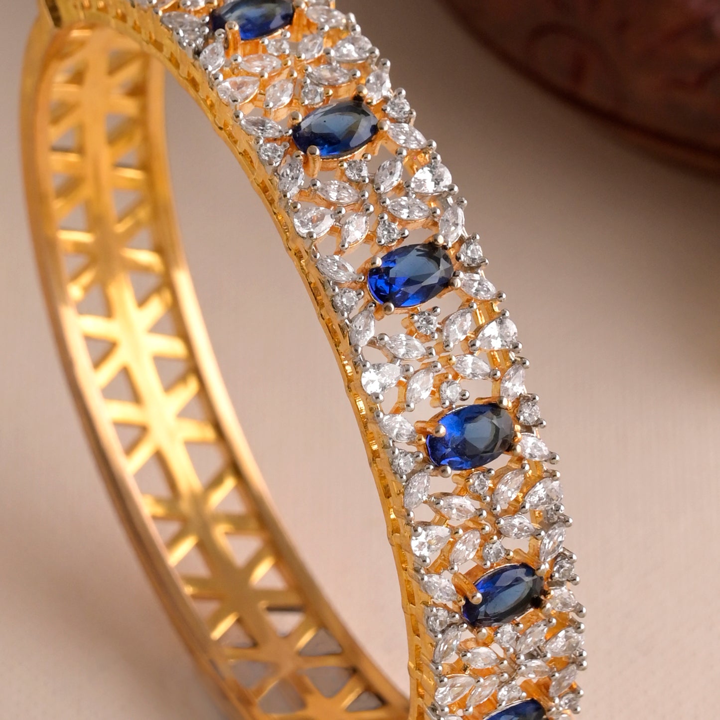 white blue stone american diamond bracelet