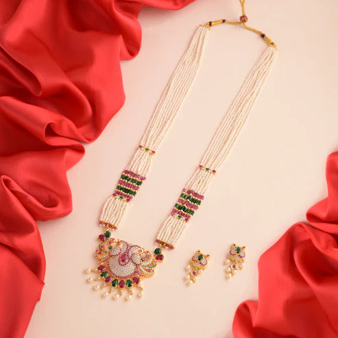 navsparsh long moti necklace set