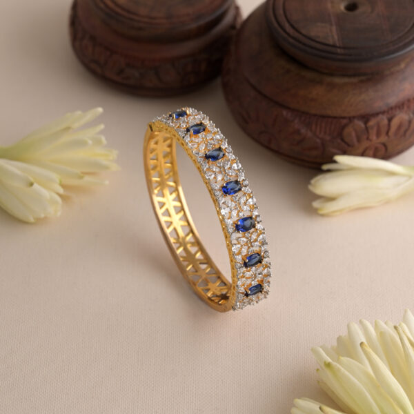 White Blue Stone American Diamond Bracelet
