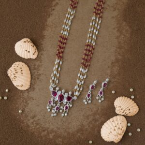 Rice Pearl with 3 stones Tanmani pendant