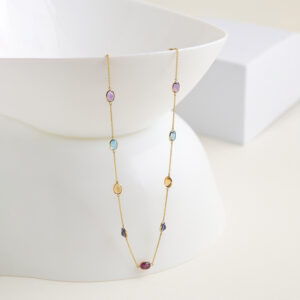 chain with mulitcolor srone ovel