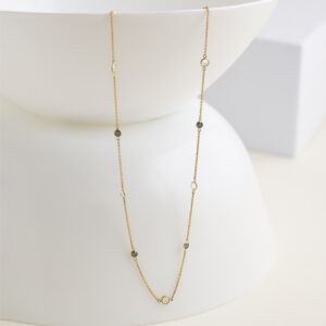 chain with rainbow moonstone & blue diamond rd