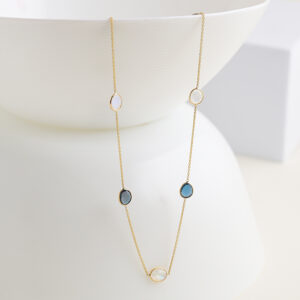 chain with ranbow moon stone & london topaz