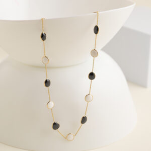 Chain With White Agate Rd & Black Spinal