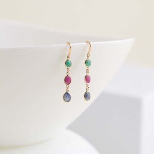 earring with emerald ruby & blue sapphire