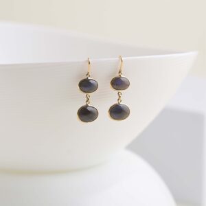 earring with labradorite ovel